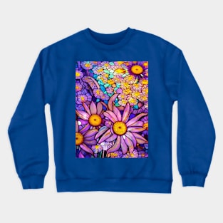 Stained Glass Flowers Crewneck Sweatshirt